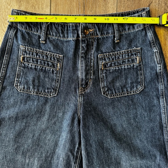 Old Navy Women’s Size 6 High-Rise Baggy Wide Leg Jeans Dark Wash Drapey Denim - Picture 2 of 14